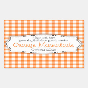 Orange marmalade gingham check food label sticker
