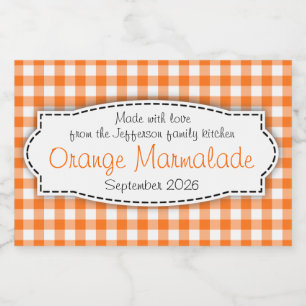 Orange marmalade gingham checked food label