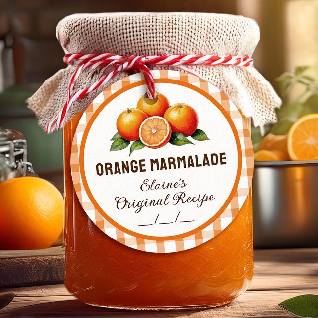 Orange marmalade label with chequered design (Creator Uploaded)