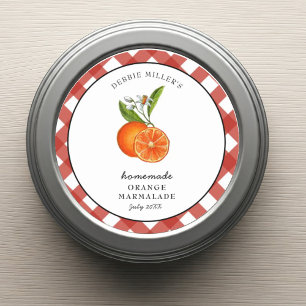 Orange Marmalade Plaid Round Jam Classic Round Sticker