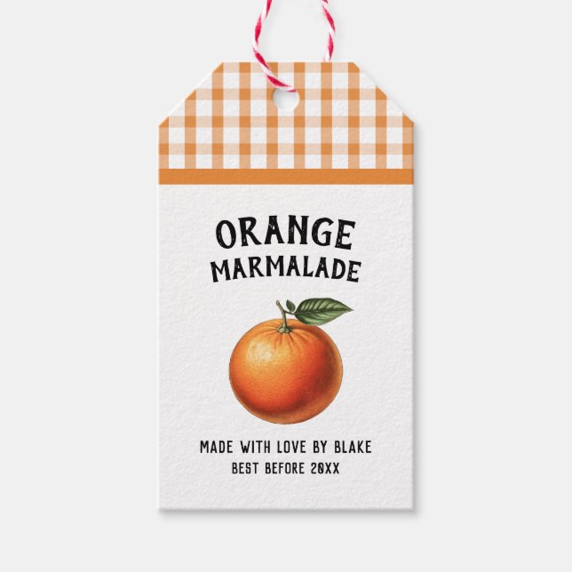Orange marmalade Preserve Label chequered pattern (Front)