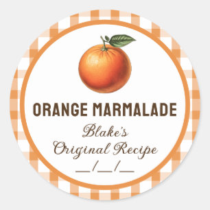 Orange marmalade sticker with chequered design