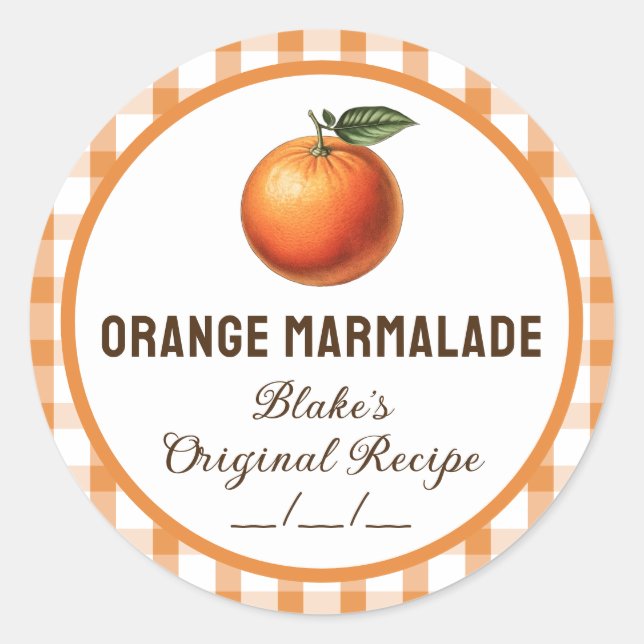 Orange marmalade sticker with chequered design (Front)