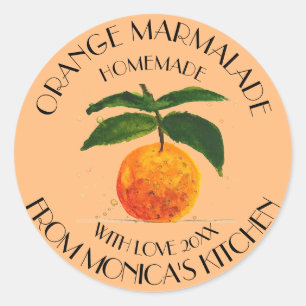 Orange marmalade Watercolor Fruit Kitchen Classic  Round Sticker