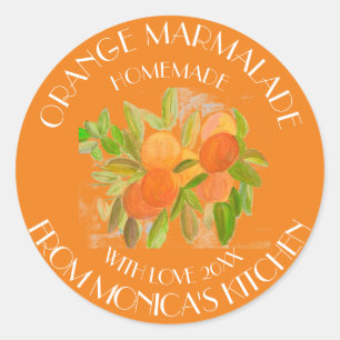 Orange marmalade Watercolor Fruit Kitchen Classic Round Sticker