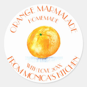 Orange marmalade Watercolor Fruit Kitchen  Classic Round Sticker
