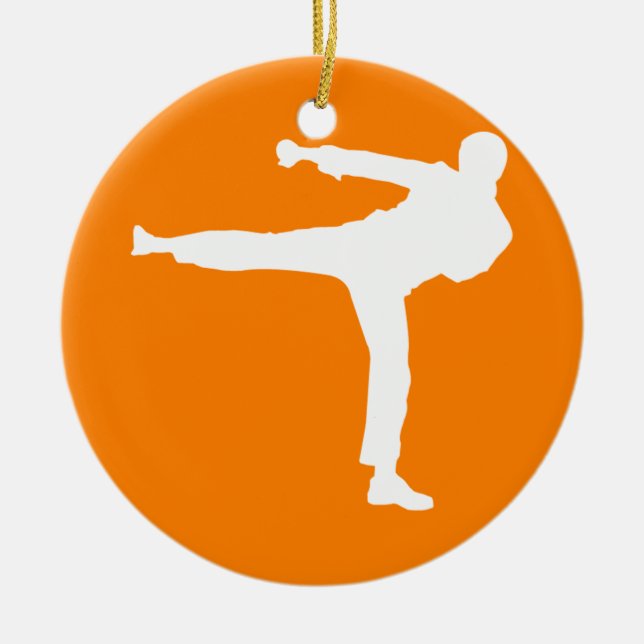Orange Martial Arts Ceramic Tree Decoration (Front)