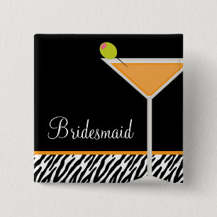 Orange Martini and Zebra Pattern 15 Cm Square Badge