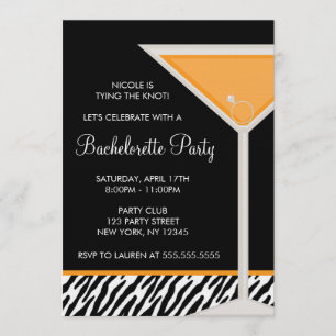 Orange Martini Bachelorette Party Invitation