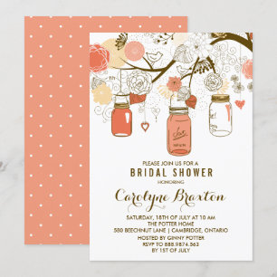 Orange Mason Jars   Bridal Shower Invitation
