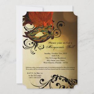 Orange Masquerade Ball Mask Costume Halloween Part Invitation