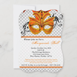 Orange Masquerade Ball Mask Costume Halloween Part Invitation