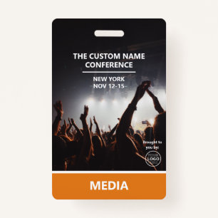 Orange Media Access Pass QR Code Custom Conference ID Badge