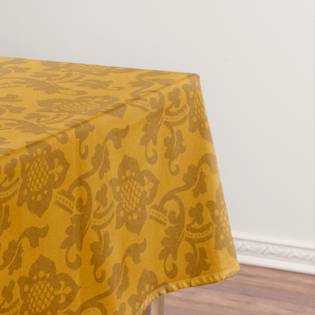 Orange Mediaeval Floral Tablecloth, 52"x70" Tablecloth (In Situ)
