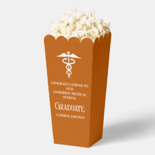 Orange Medical School Graduation Party Popcorn Favour Box