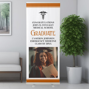 Orange Medical School Photo Graduation Party Retractable Banner