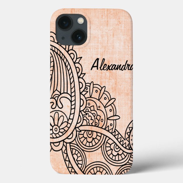 Orange Mehndi Motif iPad Case (Back)