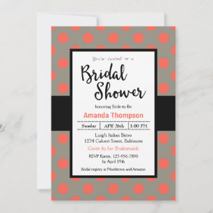 Orange Melon Polka Dots Bridal Shower Invitation