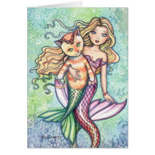 Orange Mercat Mermaid Card