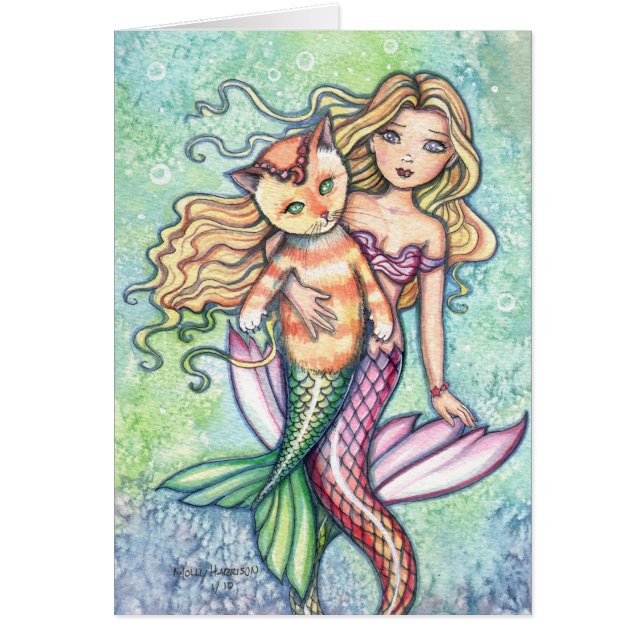 Orange Mercat Mermaid Card (Front)