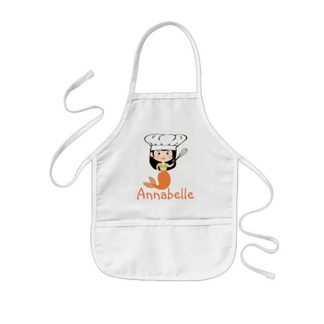 Orange Mermaid Chef Personalise Kids Apron (Front)