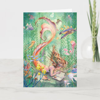 Orange Mermaid Greeting Card