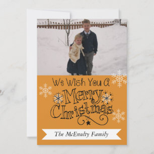 Orange Merry Christmas Photo Holiday Card