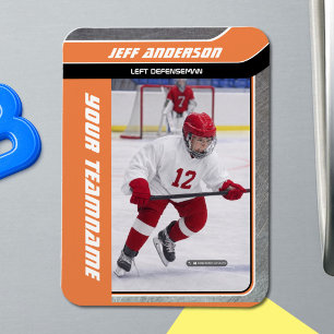 Orange Metal Ice Hockey Photo Magnet