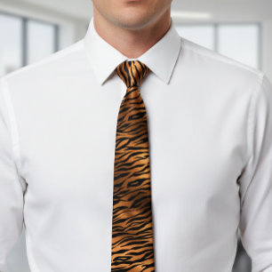 Orange Metallic Tiger Stripes Fur Tie