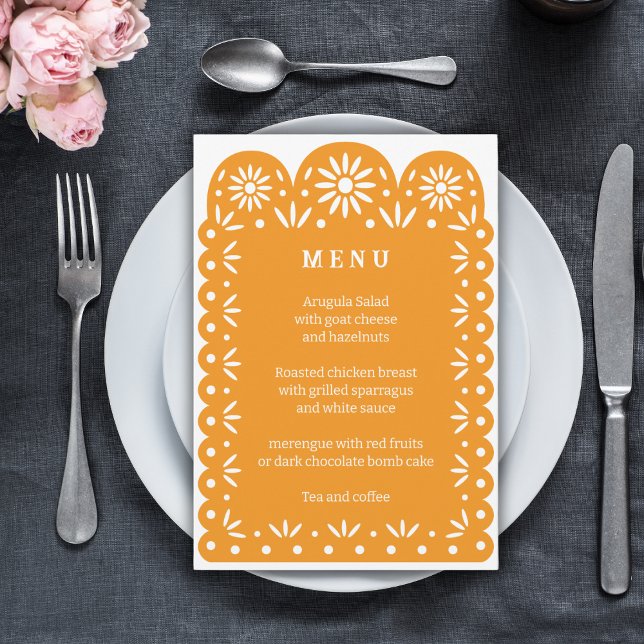 ORANGE MEXICAN PAPEL PICADO menu (Creator Uploaded)