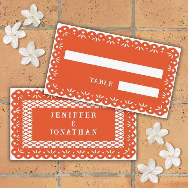 ORANGE MEXICAN PAPEL PICADO place card (Creator Uploaded)