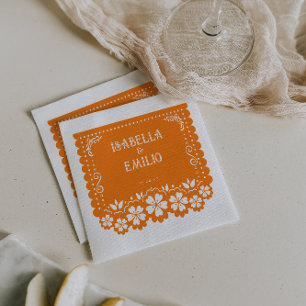 Orange   Mexican Papel Picado Wedding Napkin