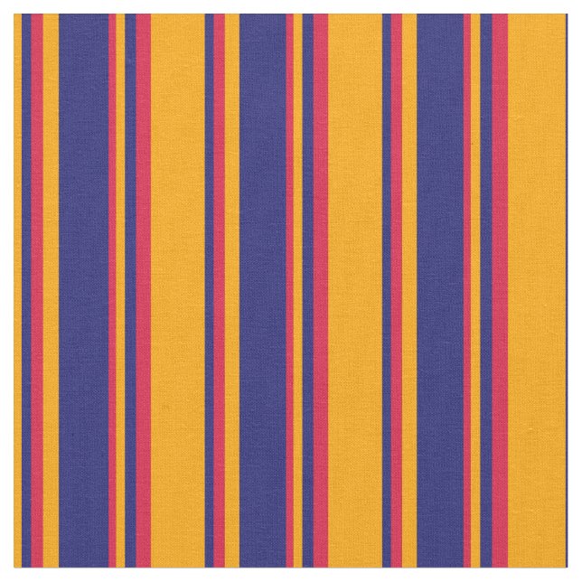 Orange, Midnight Blue, and Crimson Coloured Lines Fabric (Close Up)