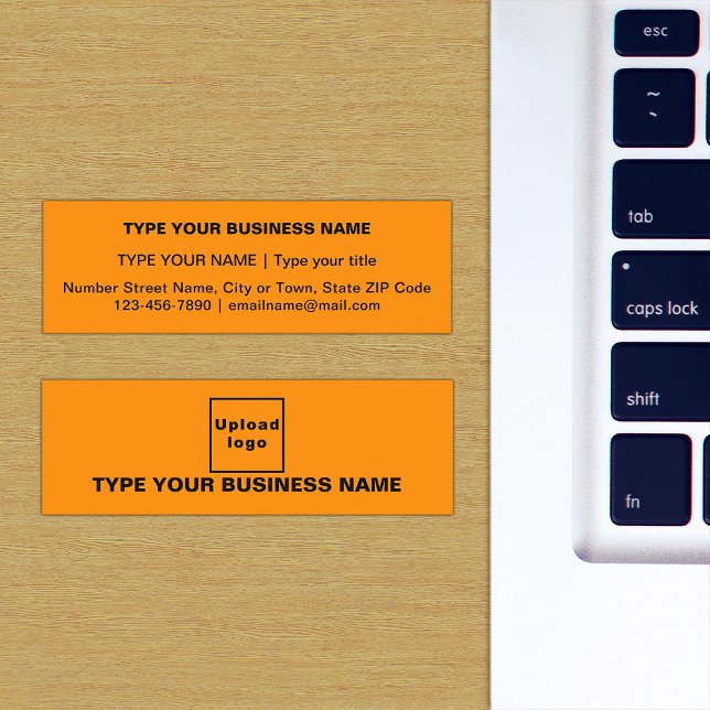 Orange Mini Business Card (The front and back of the orange mini business card)