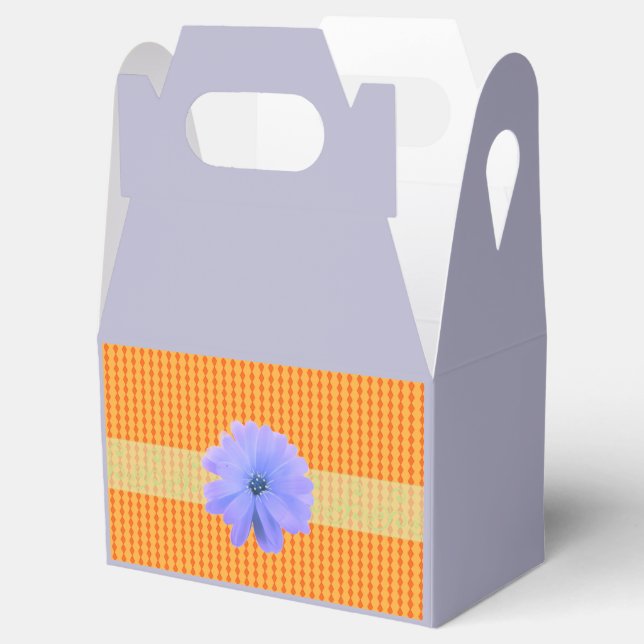 Orange Mini Diamond Pattern with Flower Favour Box (Opened)