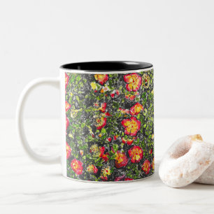 Orange Mini Rose Monoprint Two-Toned Mug
