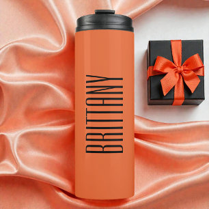 Orange Minimal Bridesmaid Personalised Name Simple Thermal Tumbler