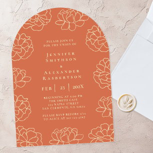 Orange Minimalist Botanical Wedding Invitation