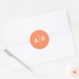Orange Minimalist Elegant Envelope Seal, Wedding Classic Round Sticker