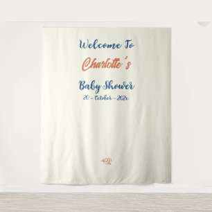 Orange Minimalist Gender Neutral Baby Shower Tapestry