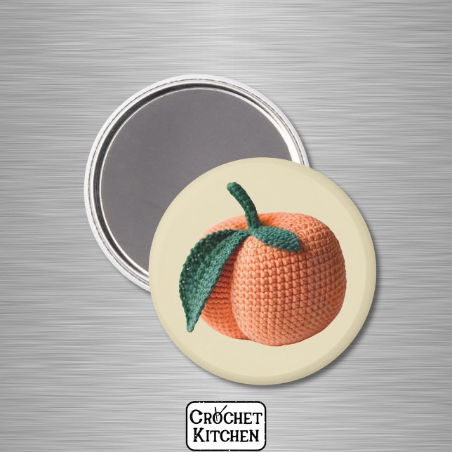 Orange Minimalist Grandma Fruit Crochet Peach Magnet (Creator Uploaded)