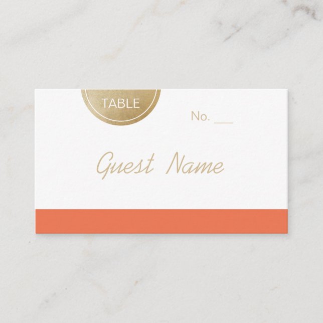 Orange minimalist modern wedding place cards (Front)