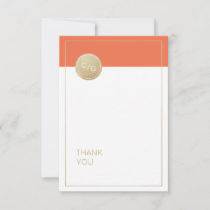Orange minimalist modern wedding thank you