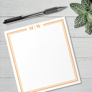 Orange Minimalist Monogram Notepad