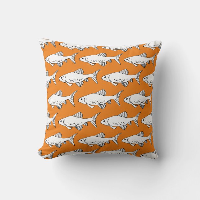 Orange Minnow Pattern Fish Cushion (Front)