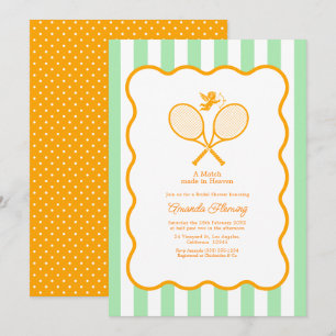 Orange & Mint Green Tennis Bridal Shower Invitation