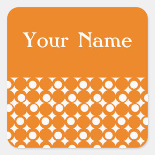 Orange Mod Ball Design @ Emporio Moffa w/ name Square Sticker