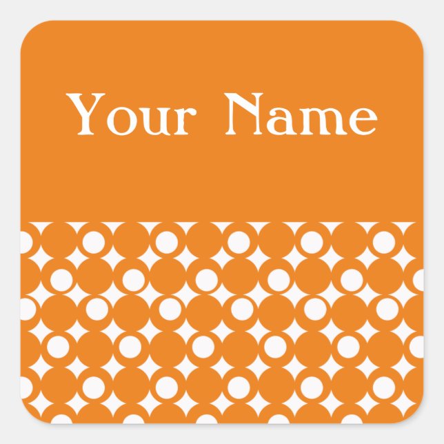 Orange Mod Ball Design @ Emporio Moffa w/ name Square Sticker (Front)