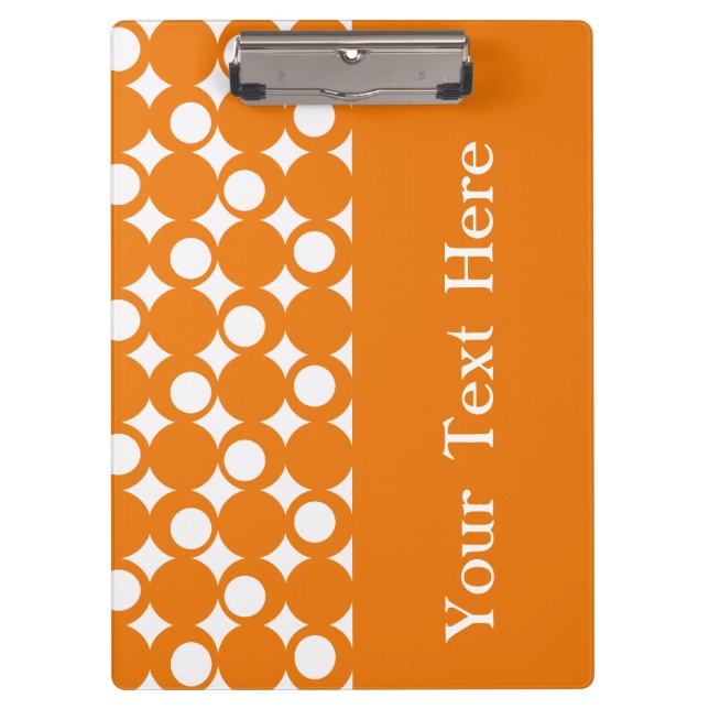 Orange Mod Ball Design with custom text Clipboard (Front)