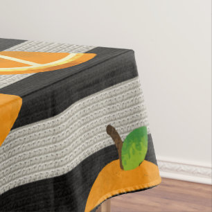 Orange Modern Black & White Stripes Tablecloth
